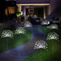 Zahradní LED solární lampy do země VĚJÍŘKY - 90 cm - 5 ks