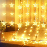 Vánoční svítící řetěz - hvězdičky - 112 LED teplá bílá - 250x100 cm s dálkovým ovládáním