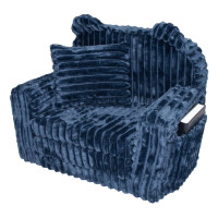 Dětské rozkládací plyšové křesílko TEDDY - tmavě modré