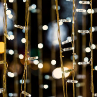 Vánoční svítící 300 LED závěs 3x3m - bílý teplý