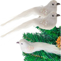 Vánoční ozdoby - ptáčci 2 ks - bílá