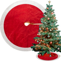 Podložka na vánoční stromeček 90 cm - červená/bílá
