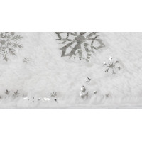 Podložka na vánoční stromeček 78 cm - Vločky - bílá/stříbrná