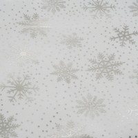 Vánoční ubrus 180x140 cm - Vločky - bílý/stříbrný