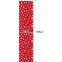 Vánoční běhoun na stůl 150x35 cm - Vločky - červený/stříbrný