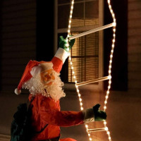 Vánoční svítící LED dekorace Santa leze po žebříku - 240 cm