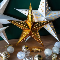 Papírová vánoční závěsná LED hvězda - noční nebe - 60 cm