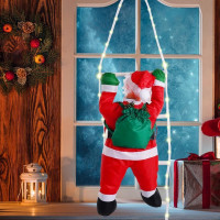 Vánoční svítící LED dekorace Santa leze po žebříku - 240 cm