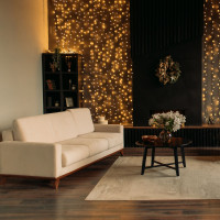 Vánoční svítící 300 LED závěs 3x3m - bílý teplý