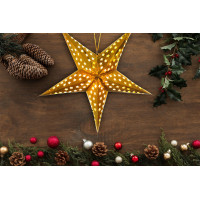 Papírová vánoční závěsná LED hvězda - noční nebe - 45 cm - zlatá