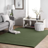 Kusový koberec RABBIT - olivově zelený - imitace králičí kožešiny