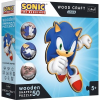 TREFL Wood Craft Junior puzzle Chytrý Ježek Sonic 50 dílků