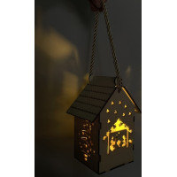Adventní dřevěná LED lucerna - Betlém
