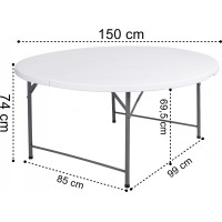 Cateringový kulatý stůl BATLEY 150 cm - bílý