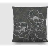 Dekorační polštář - Černá květy - 45x45 cm