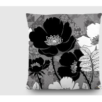 Dekorační polštář - Černobílé květiny - 45x45 cm