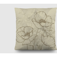 Dekorační polštář - Béžové květiny - 45x45 cm