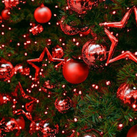 Vánoční baňky na stromeček - 5 druhů - 30 ks - 8 cm - červené - průhledné