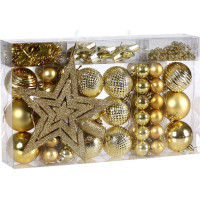 Vánoční závěsné baňky na stromeček ESTRELLA 66 kusů - zlaté
