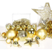Vánoční závěsné baňky na stromeček ESTRELLA 66 kusů - zlaté
