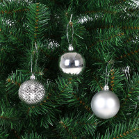 Vánoční závěsné baňky na stromeček ESTRELLA 66 ks - stříbrné
