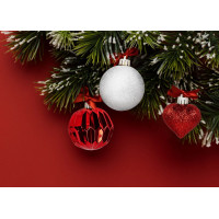Vánoční závěsné baňky na stromeček - 9 druhů - 41 ks - červené/bílé