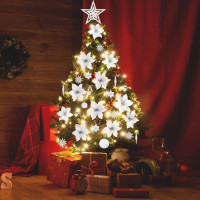 Vánoční závěsné baňky na stromeček - 19 druhů - 54 ks - bílé