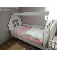 Dětská domečková postel KIDHOUSE se šuplíkem - sonoma - levá - 160x80 cm
