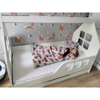 Dětská domečková postel KIDHOUSE se šuplíkem - sonoma - pravá - 140x70 cm