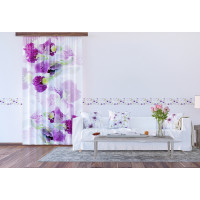 Designový závěs - Fialové květy - 140x245 cm