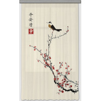Designový závěs - Japonská sakura s ptáčkem - 140x245 cm