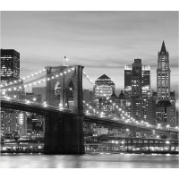 Designový závěs - Brooklynský most - černobílý - 180x160 cm