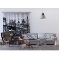 Designový závěs - Brooklynský most - černobílý - 180x160 cm