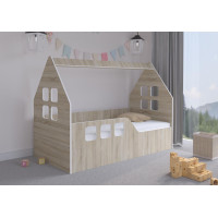 Dětská domečková postel KIDHOUSE - sonoma - levá - 160x80 cm