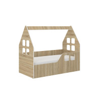 Dětská domečková postel KIDHOUSE - sonoma - pravá - 140x70 cm + matrace