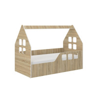 Dětská domečková postel KIDHOUSE - sonoma - pravá - 160x80 cm
