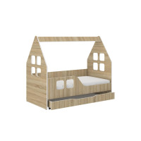 Dětská domečková postel KIDHOUSE se šuplíkem - sonoma - levá - 140x70 cm