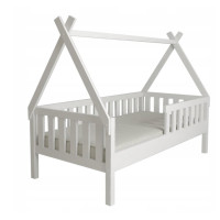 Dětská domečková postel z masivu borovice TEA - 200x90 cm - bílá