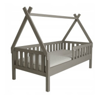 Dětská domečková postel z masivu borovice TEA - 200x90 cm - šedá