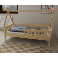 Dětská domečková postel z masivu borovice TEA - 200x90 cm - přírodní