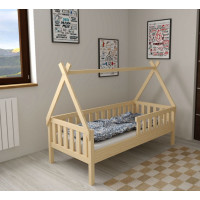 Dětská domečková postel z masivu borovice TEA - 200x90 cm - přírodní