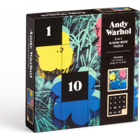 GALISON Posuvné dřevěné puzzle Andy Warhol: Květiny 2v1 (16 dílků)