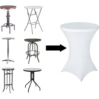 Elastický návlek na koktejlový stolek 80 cm - bílý
