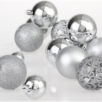 Vánoční závěsné baňky na stromeček REGALO 100 ks - stříbrný