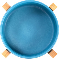 Keramická miska s dřevěným podstavcem - 250 ml - modrá/přírodní