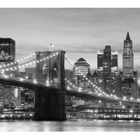 Designový závěs - Brooklynský most - černobílý - 280x245 cm