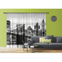 Designový závěs - Brooklynský most - černobílý - 280x245 cm