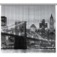 Designový závěs - Brooklynský most - černobílý - 280x245 cm