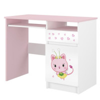 Dětský psací stůl N35 - Gabi - Víla kočička - bílý/růžový