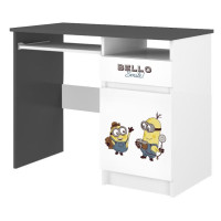 Dětský psací stůl N35 - Mimoni - Bello Smile - bílý/tmavě šedý